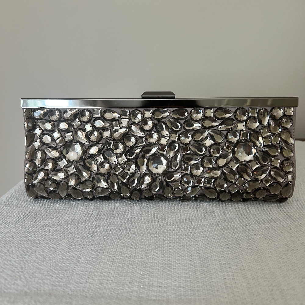 Banana Republic Smokey Quartz colored Clutch Chunky Beaded Purse